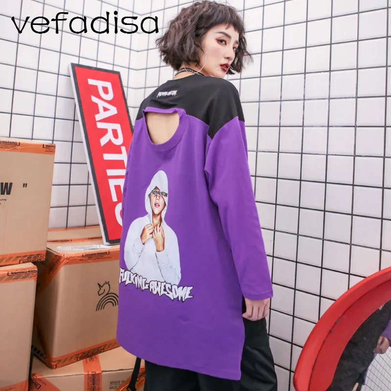 

Vefadisa Long Sleeve Tops and Pullovers 2018 Autumn Clothes Pin Decoration Irregular Sweatshirt for Women Loose Pullovers AD1910
