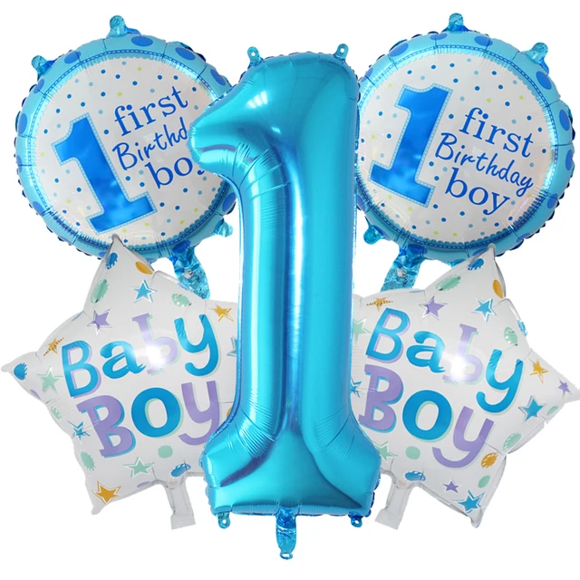 Baby 1st Birthday Balloons Set Pink Blue Number Foil Air Balls Boy