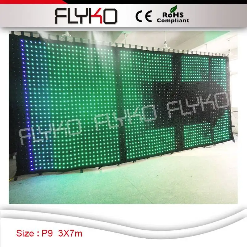 

Best supplier Lot of 3*7 Meter P9cm LED Video Curtain for Stage Background Night Club Party Wedding Show