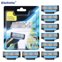 Giulietta бритвенные лезвия для мужчин 8 шт./лот бритвенные лезвия для лица Mach 3 4 слоя лезвия для бритья бритвенные бритвы из нержавеющей стали GF0564