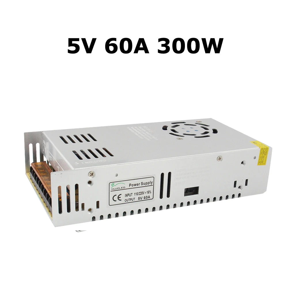 5 вольт Питание 5 V 5A 10A 20A 30A 40A 60A 70A 110V AC DC 220V 5 V трансформатор 5 вольт Питание блок для Светодиодные ленты - Цвет: 5V 60A 300W