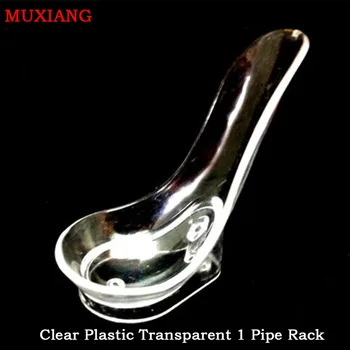 

MUXIANG 10 Pcs/lot Spoon Shape Single Vertical Type Transparent Plastic 1 Pipe Rack Non Disposable Use Smoking Pipe Rack fa0001