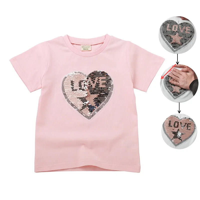 

Kids T Shirt Color Changing Sequin Pattern Unicorn Print Tee Boys Dinosaur Short Sleeves Girls Interesting Casual T-shirt
