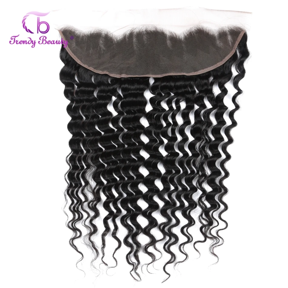 Trendy Beauty Brazilian Deep Wave 13*4 Ear to Ear Free Part Lace Frontal Closure 100% Human Hair Natural Black 10-20 Inches Trendy Beauty Brazilian Deep Wave 13*4 Ear to Ear Free Part Lace Frontal Closure 100% Human Hair Natural Black 10-20 Inches