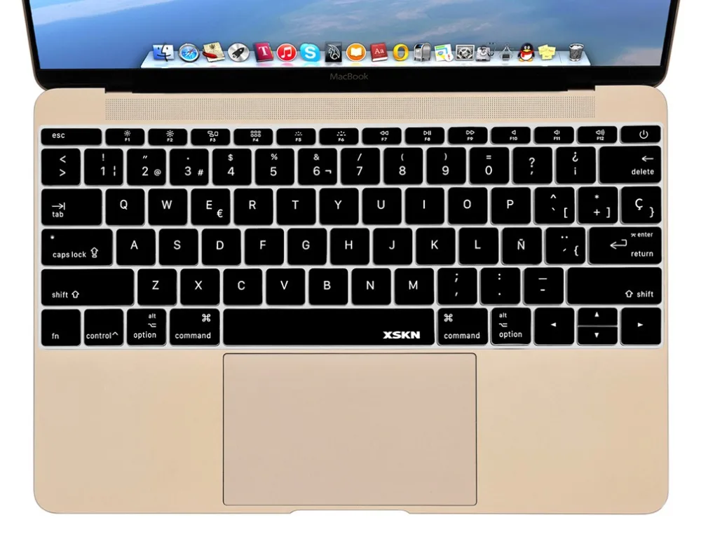 XSKN испанские буквы высшего качества силиконовый чехол для клавиатуры защита кожи для MacBook 12 дюймов, макет США, 4 цвета на выбор