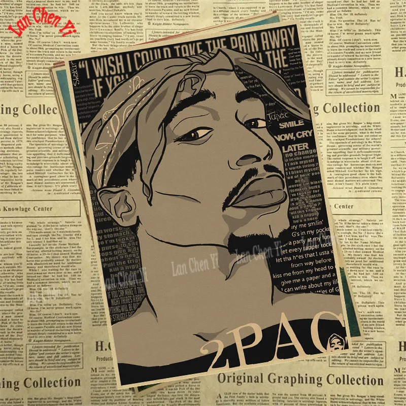 Рэп певец Тупак Амару Шакур 2PAC крафт-бумага плакат настенный Декор для дома без рамки - Цвет: Фиолетовый