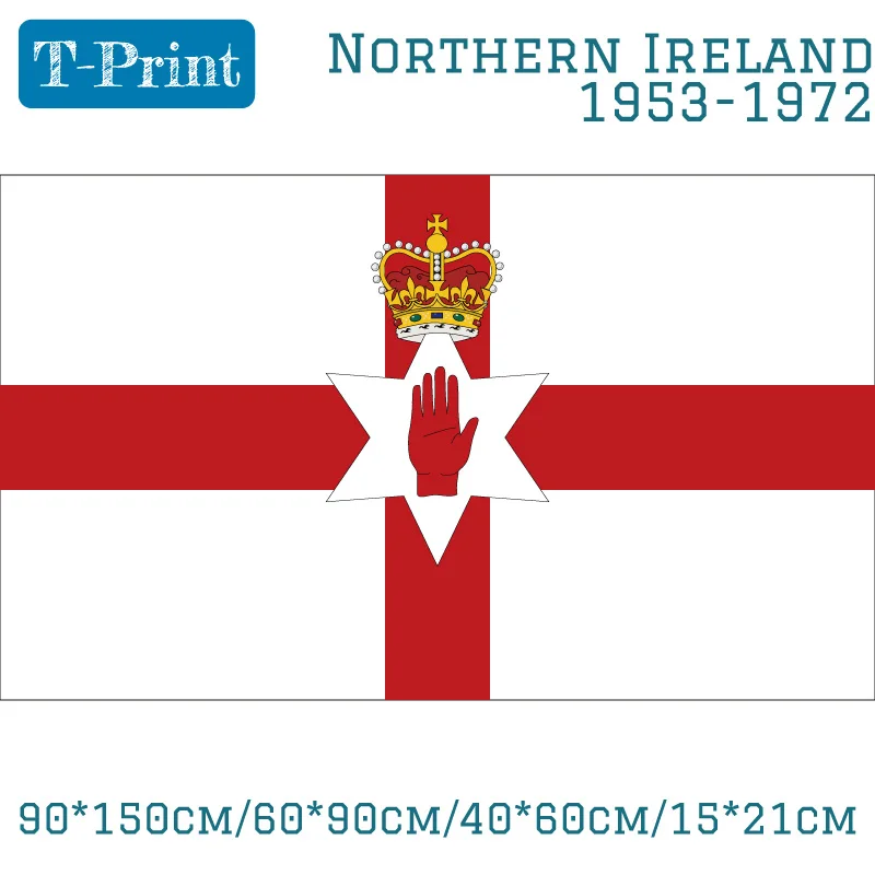 

Free shipping 90*150cm/60*90cm/40*60cm/15*21cm 3x5ft Northern Ireland 1953-1972 Irish Red Hand Flag Polyester Banner