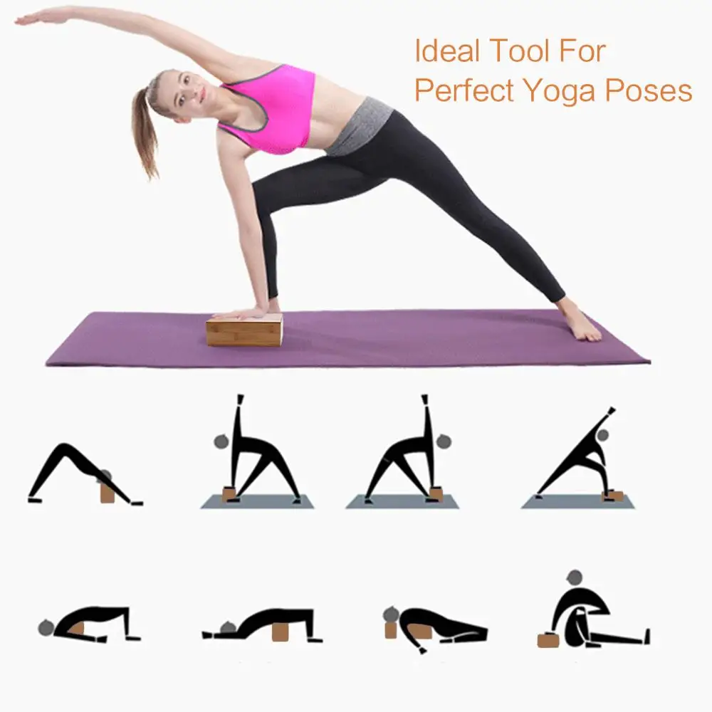 Natural Bamboo Yoga Brick Block Aid  Rectangular Sport Equitment Tool For Fitness Gym Exercise Training (7)