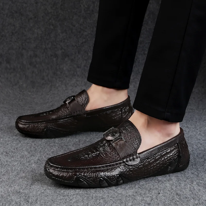 MYCOLEN/повседневная мужская обувь из натуральной кожи; мужские лоферы из крокодиловой кожи; мокасины; слипоны; обувь для вождения; Мужская