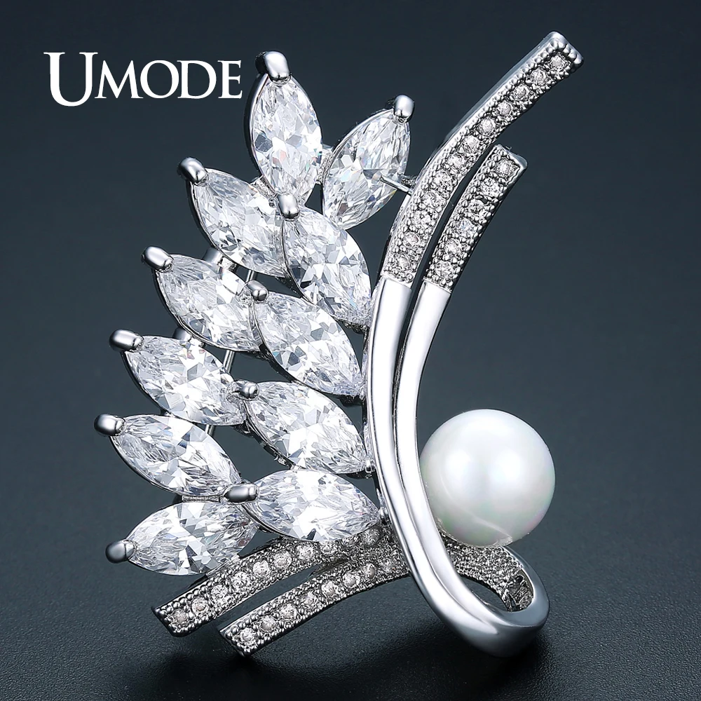 Buy UMODE New Fashion Rhinestone Leaves Charm Pearl