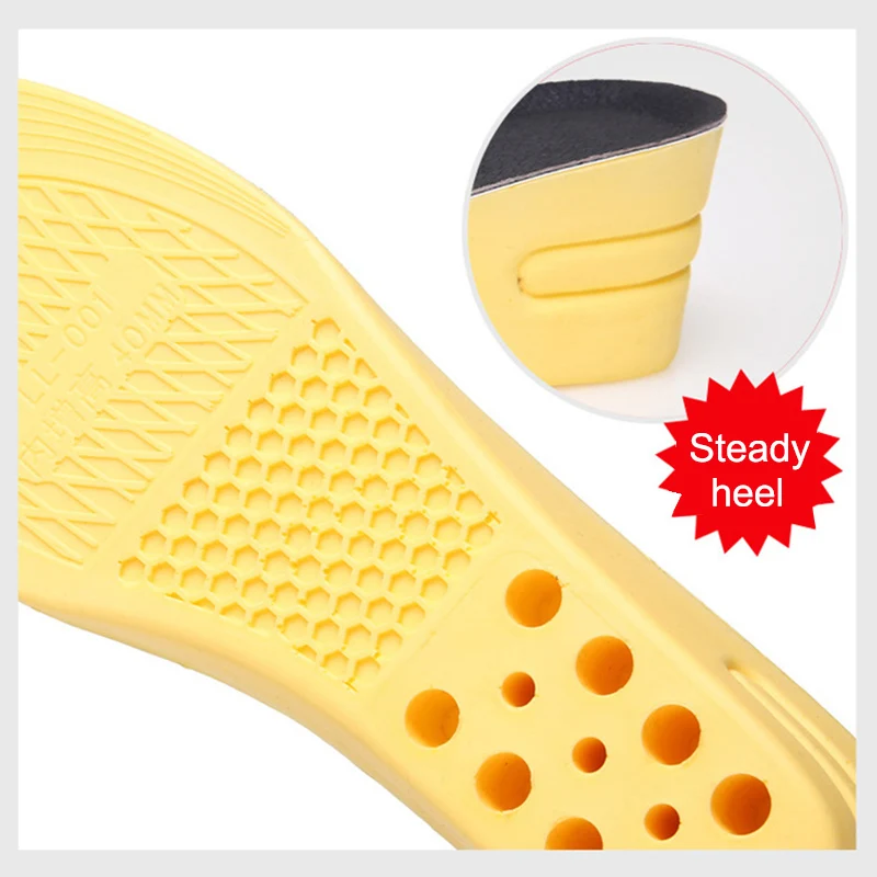 

New Style 1 Pair Women Men Height Increase Insoles Shock Absorption Anti-slip Arch Support