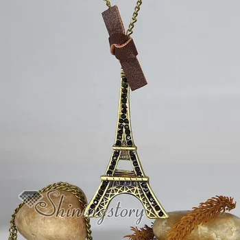 

La Tour Eiffel brass antique style long chain pendants necklaces jewelry for men and women unisex high fashion jewellery