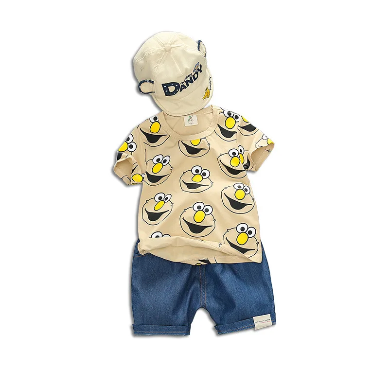 

Boys set 2019 summer clothes children's crew neck cotton short sleeve baby cartoon shorts two-piece set 1-4 years old