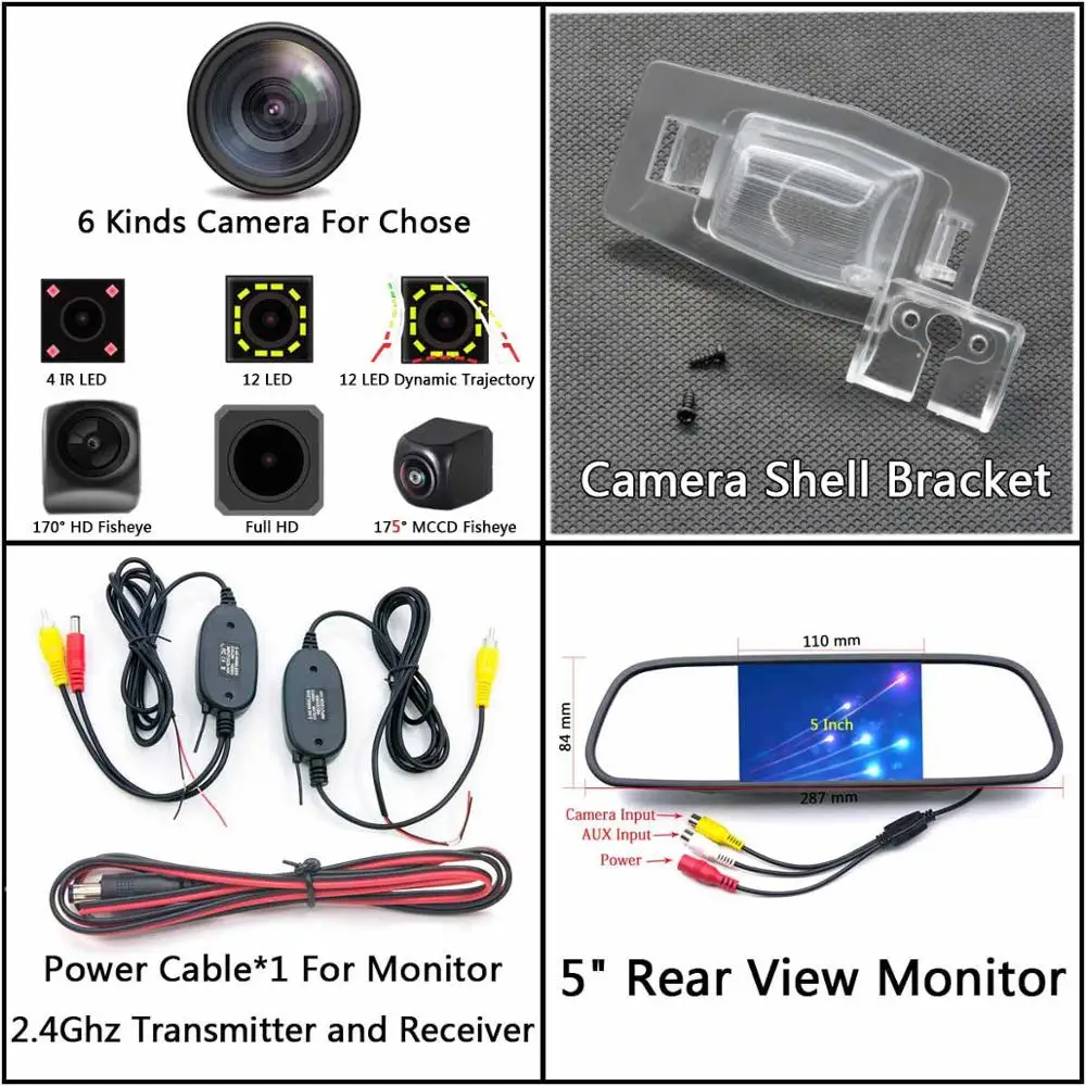 175 градусов 1080P рыбий глаз задний вид автомобиля камера для Mazda 323 MX5 Miata семья Allegro дань MPV Protege 5 автомобильный монитор - Название цвета: Cam Wirelss 5 Mirror