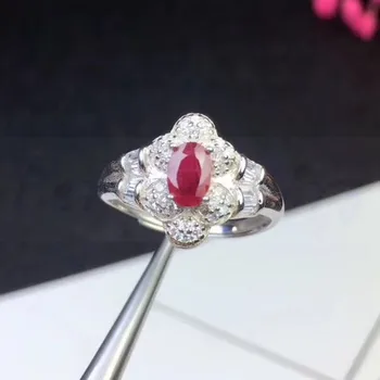 

Per jewelry Natural real ruby ring Free shipping 925 sterling silver 0.6ct gemstone Fine jewelry Handworked rings S8100306
