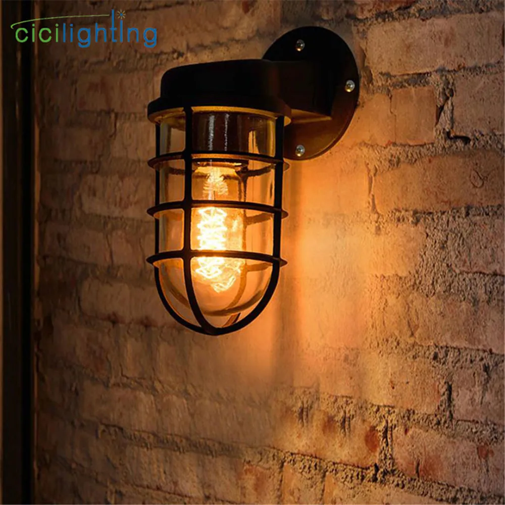 vintage retro wall lamps iron black wall sconces rainproof indoor outdoor wall lights porch bar garden living room aisle lamps