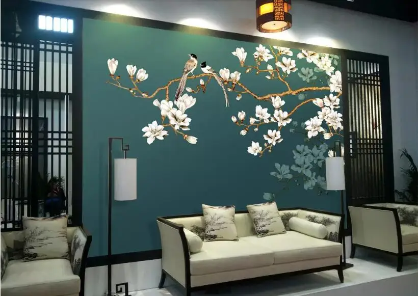 Beibehang пользовательские обои декорации в интерьере ручная роспись китайский стиль цветы и птицы 3d фон стены papel де parede
