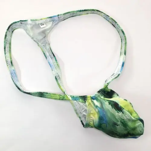 

Mens Pouch Thong Bulge Enhancer Low Rise T Back Green Moss prints Sexy G4034