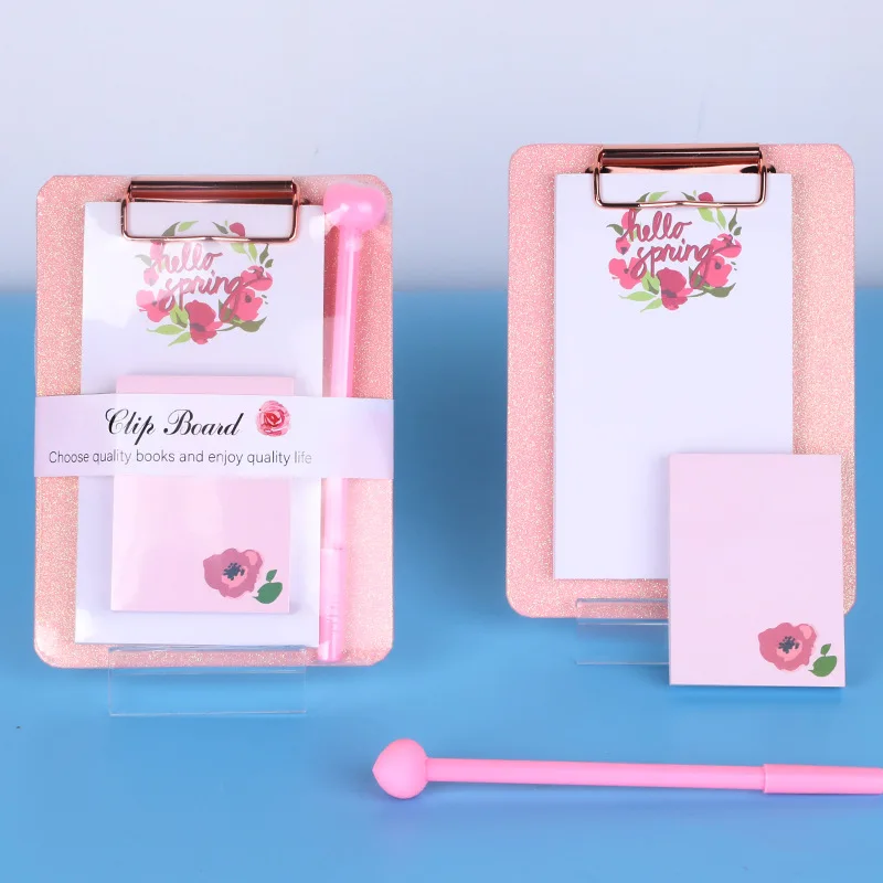 

Cute kawaii creative sequins school student memo pad clipboard with pen set candy magnetic Fridge magnet stationery supplies A5