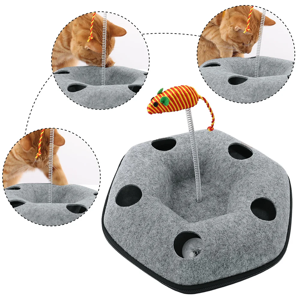 

Pet Toy 2 in 1 Kitten Feather Funny Toys Blanket Cloth Ball Rotating Track Puzzle Cat Toy Cat Treasure Traing Moving Box