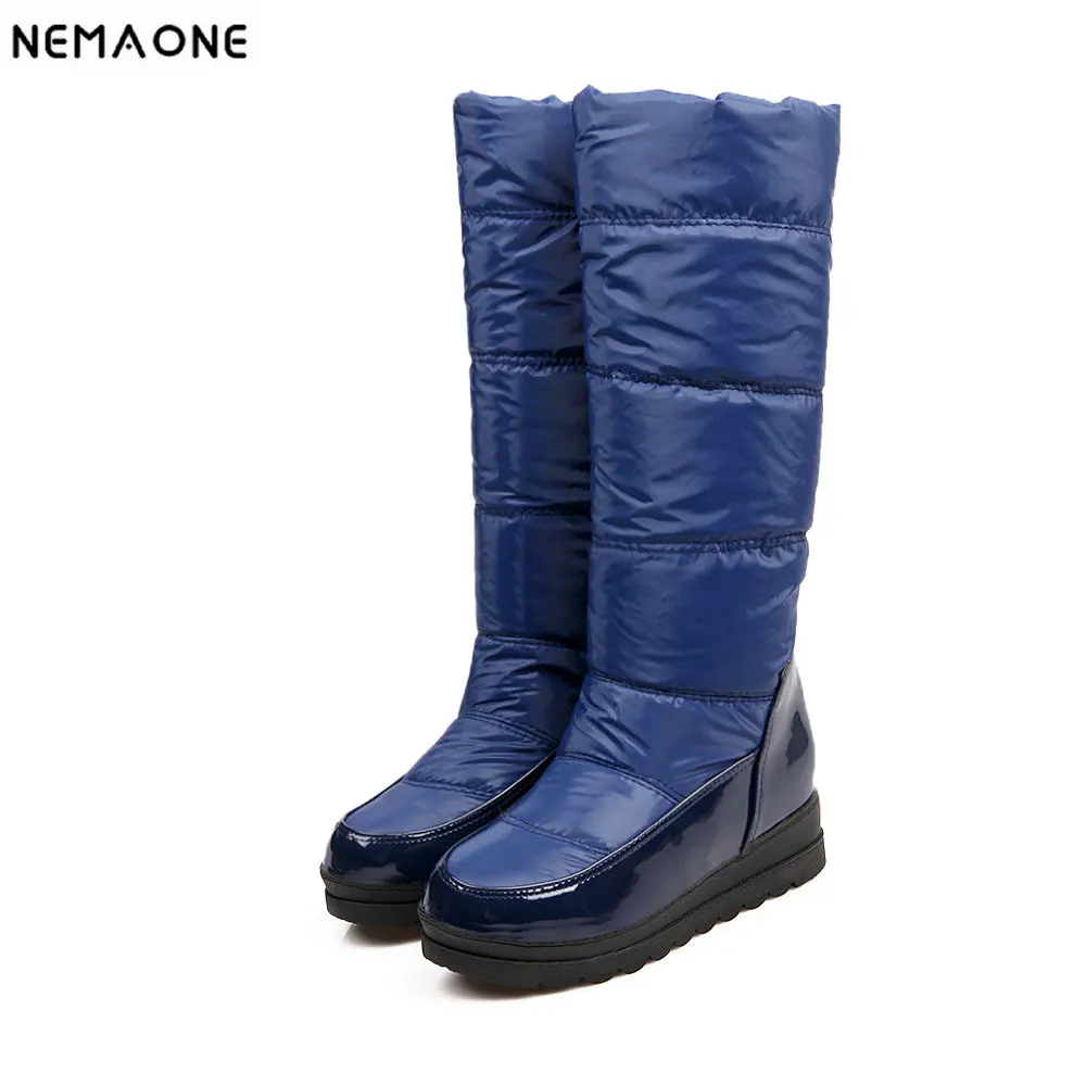 

2019 women snow Boots winter warm wedges Heels plush Women knee high boots down ladies casual shoes large Size 43