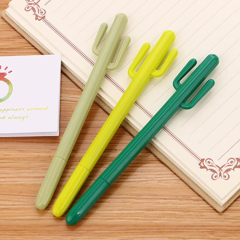 

100 Pcs Creative Solid Color Fresh Cactus Neutral Cartoon Learning Stationery Water-based Pen Personality Office Signature Pen