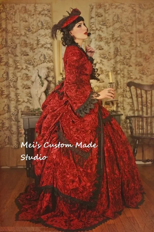 Custom Made Victorian Reproduction Polonaise Steampunk Gothic Velvet Set Custom/Bridal Dress