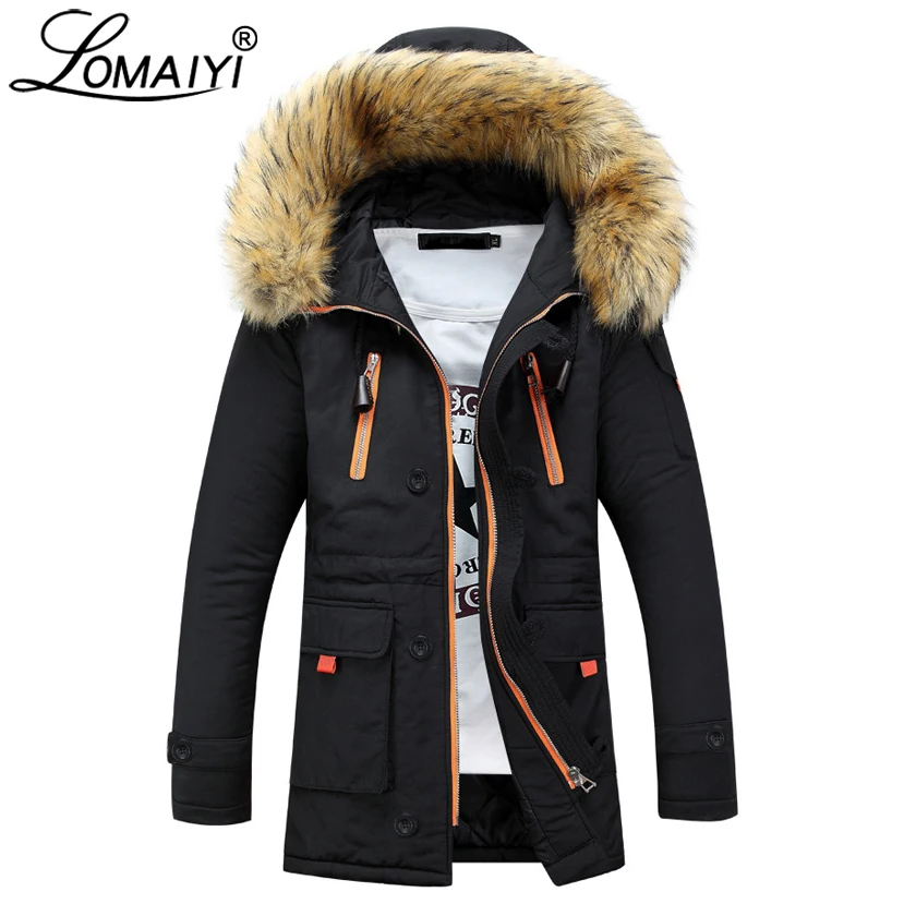 LOMAIYI Lovers Winter Down Jacket Men Long Parka With Fur