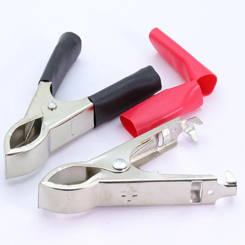 Crocodile Alligator Car Battery Insulated Clips Clamps 82mm 30A Red+Black 2 PCS