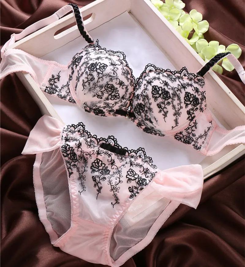 Buy Shitagi Sweet Japanese Embroidery Lace Bra Panty