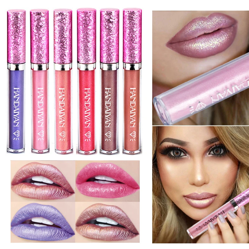 Metallic Lipstick Batom Liquido Shimmer Shine Glitter Lipstick Lip