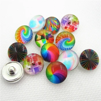 

New 20pcs/lot Ginger Glass Rainbow Snap Buttons Fit 18mm Snap button Charms pendants DIY Jewelry Bracelets&Bangles