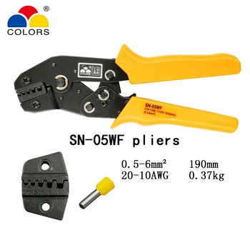 

COLORS SN-05WF crimping pliers 0.5-6mm2 20-10AWG for tube insulated and non-insulated ferrules terminal hand tools