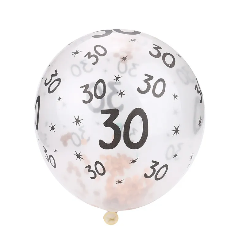 5Pcs 30 40 50th Happy Birthday Rose gold confetti filled Latex balloons Wedding Decorations Party Supplies Balloons S27 (3)