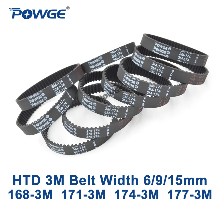 Зубчатый ремень POWGE Arc HTD 3M C = 168 171 174 177 ширина 6/9/15 мм зубья 56 57 58 59 HTD3M синхронный 3 м