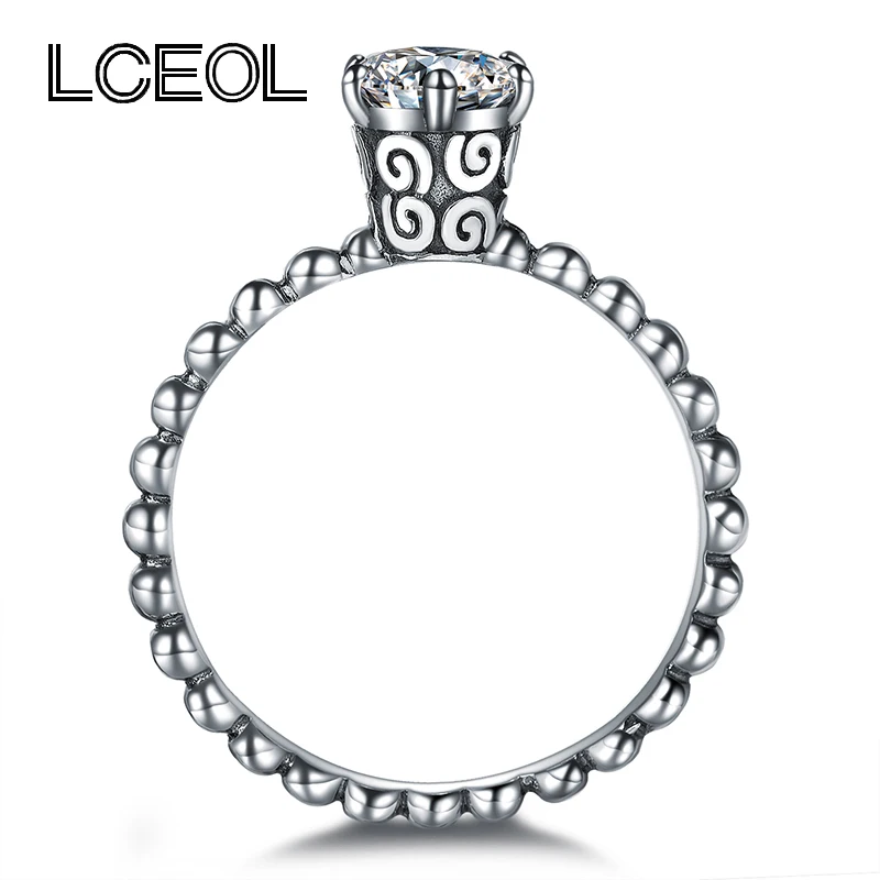 

LCEOL Fashion 2.5 Carat Cubic Zirconia Diamante Wedding Rings for Women Personalized Design Engagement 925 Sterling Silver Ring