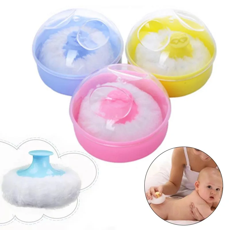 Мягкий безопасный Talcum Puff порошок с коробкой для хранения случайный цвет Дети