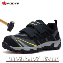Черная Рабочая обувь со стальным носком; Строительная обувь; светоотражающие защитные ботинки