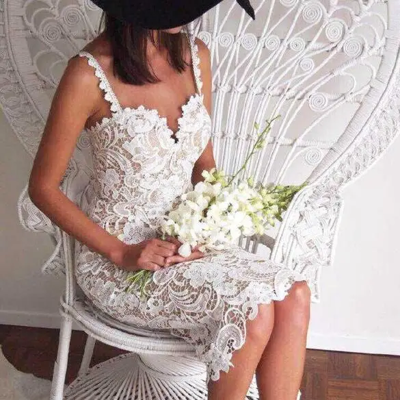 

New Openwork Crochet Sexy Lace Dress Fashion Sleeveless Spaghetti Strap Dress Vestidos Party Women Dresses Summer