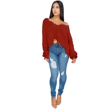 new hot-selling sweater women's front and back two wearing solid color hand-knitted pullover sweater low-cut irregular new hot-selling sweater women's front and back two wearing solid color hand-knitted pullover sweater low-cut irregular