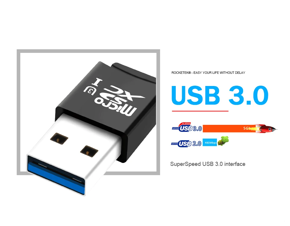 Rocketek USB 3,0 multi card reader адаптер мини кардридер для micro SD/TF microsd читателей ноутбук