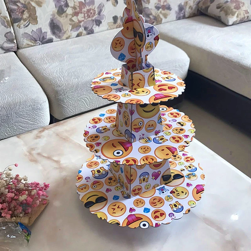 1 Pc 3 Tier Mignon Emoji Gateau Stand Gateau Titulaire De Bande Dessinee Theme Enfant Garcon Fete D Anniversaire Fournitures Titulaire 24 Pcs Petits Gateaux Aliexpress