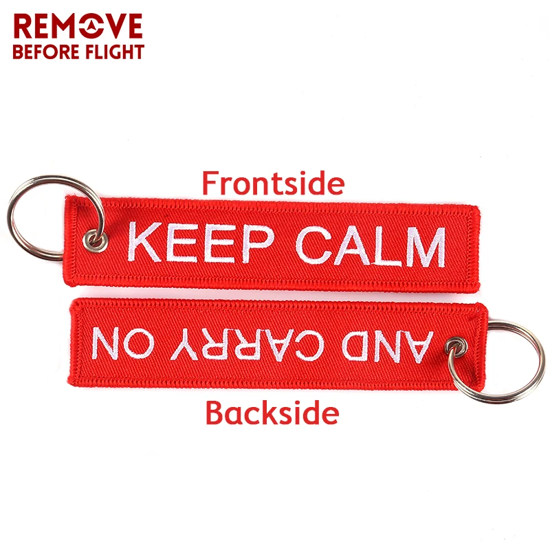 KEEP CALM AND CARRY ON Keychain Key Holder Cool Key Chain for Motorcycles and Cars Embroidery Key Fobs OEM Keychains 5 PCSLOT1
