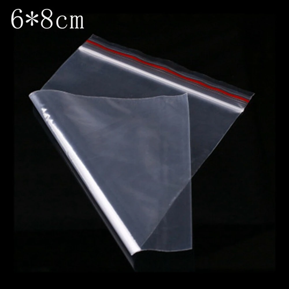 100Pcs/Lot 6*8CM Zip Lock Bags Clear Poly Bag Reclosable Plastic