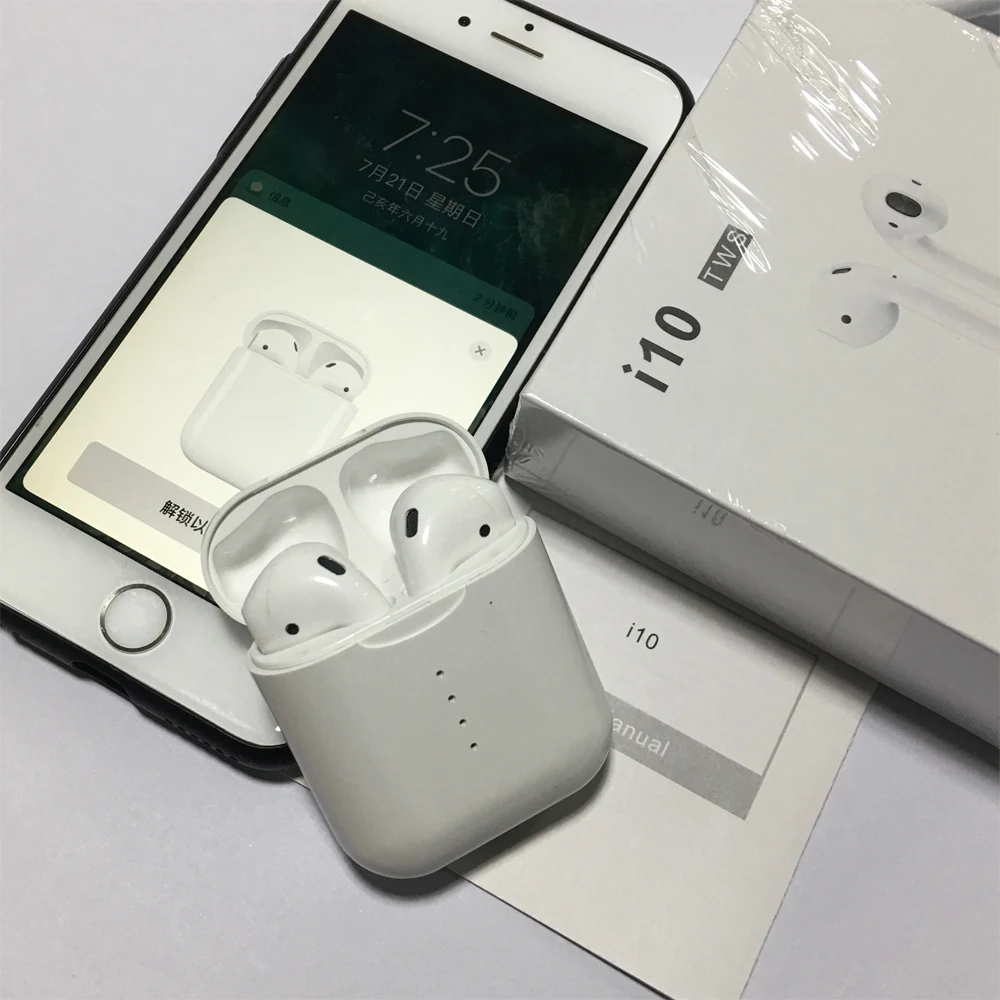 

10PCS Built W1 chip i10 TWS earphone Bluetooth Built Wireless Charging box charger 5.0 Earbuds for all smart phone