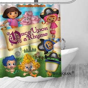 

Custom Bubble Guppies Hot Sale Polyester Fabric Printing Shower Curtain 3D Waterproof With Hooks Bath Curtain For Bathroom