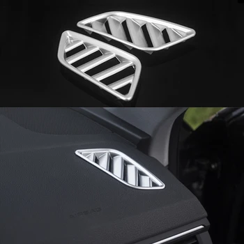 

car accessories 2x Chrome ABS Front Dashboard Upper Air Outlet Panel Cover Trim For Audi A5 2018 & A4 B9 2017-2018