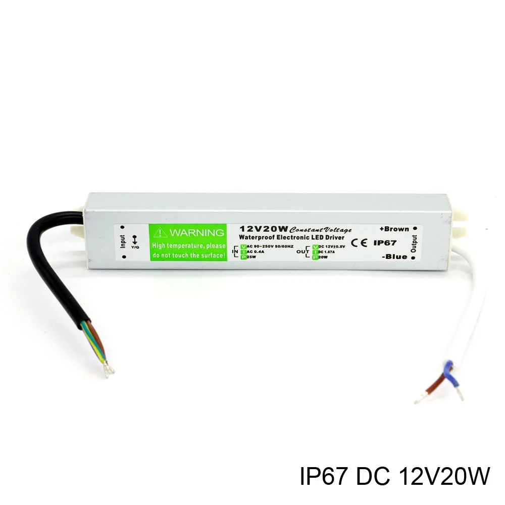 

DC 12V Outdoor Waterproof ip67 Power Supply AC 90-250V to DC 12V 20W Led Driver Constant Voltage Power Supply for Lights