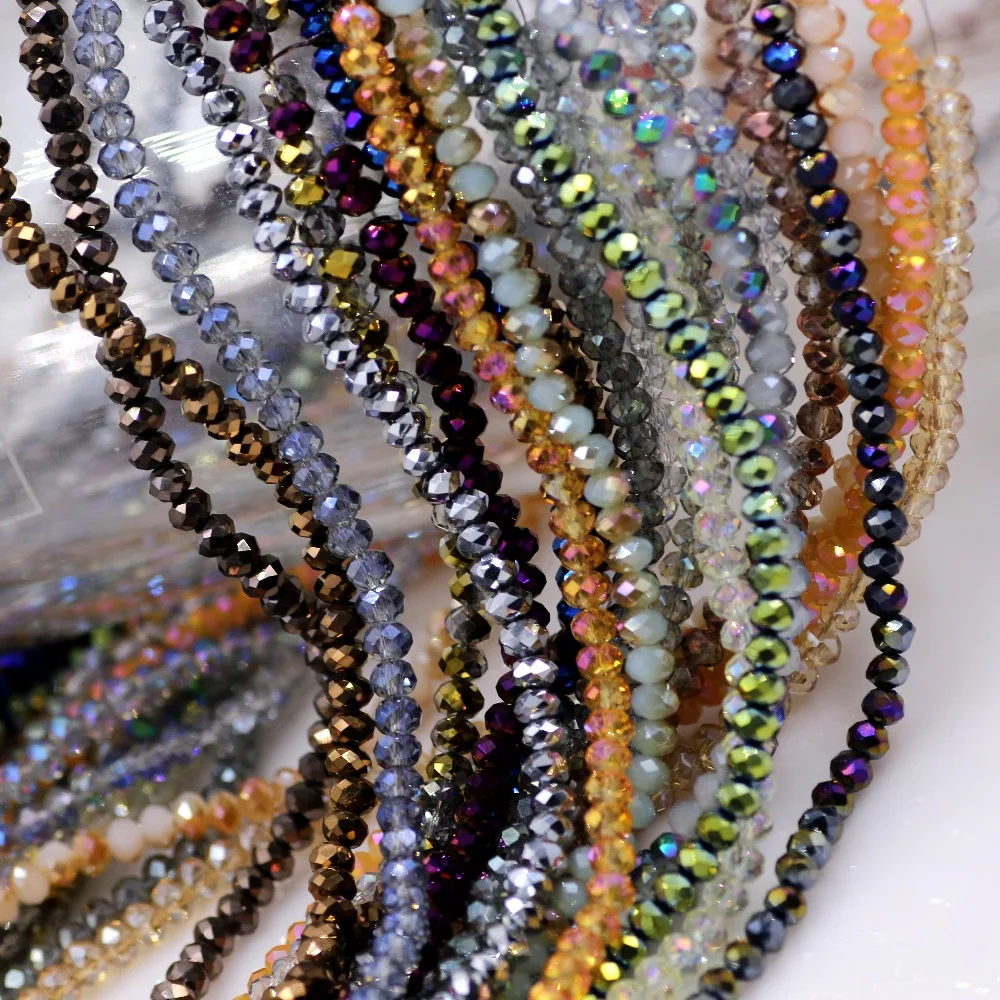 Rondelle Crystal Plated Loose Beads 2/3/4mm Crafts Supplier Faceted