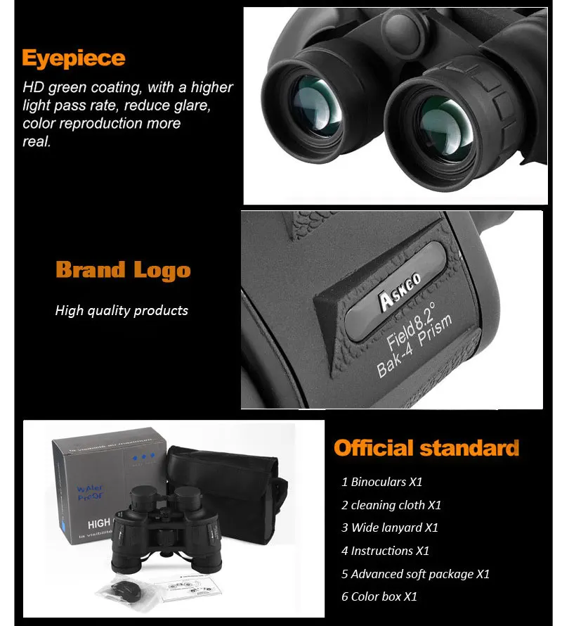 Esportes ao ar hd à Prova Alta Vezes Dwaterproof Água Portátil Binóculos Telescópio Caça Visão Clara Turismo Livre Ocular Fmc 8x40 14 dwaterproof água portátil binóculos telescópio caça visão